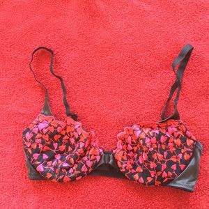 Heart-leaf embroidered vintage-style bra